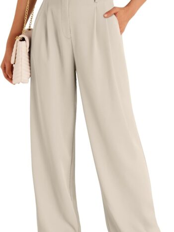 Wide Leg Dress Pants Women's High Waisted Dressy Trousers