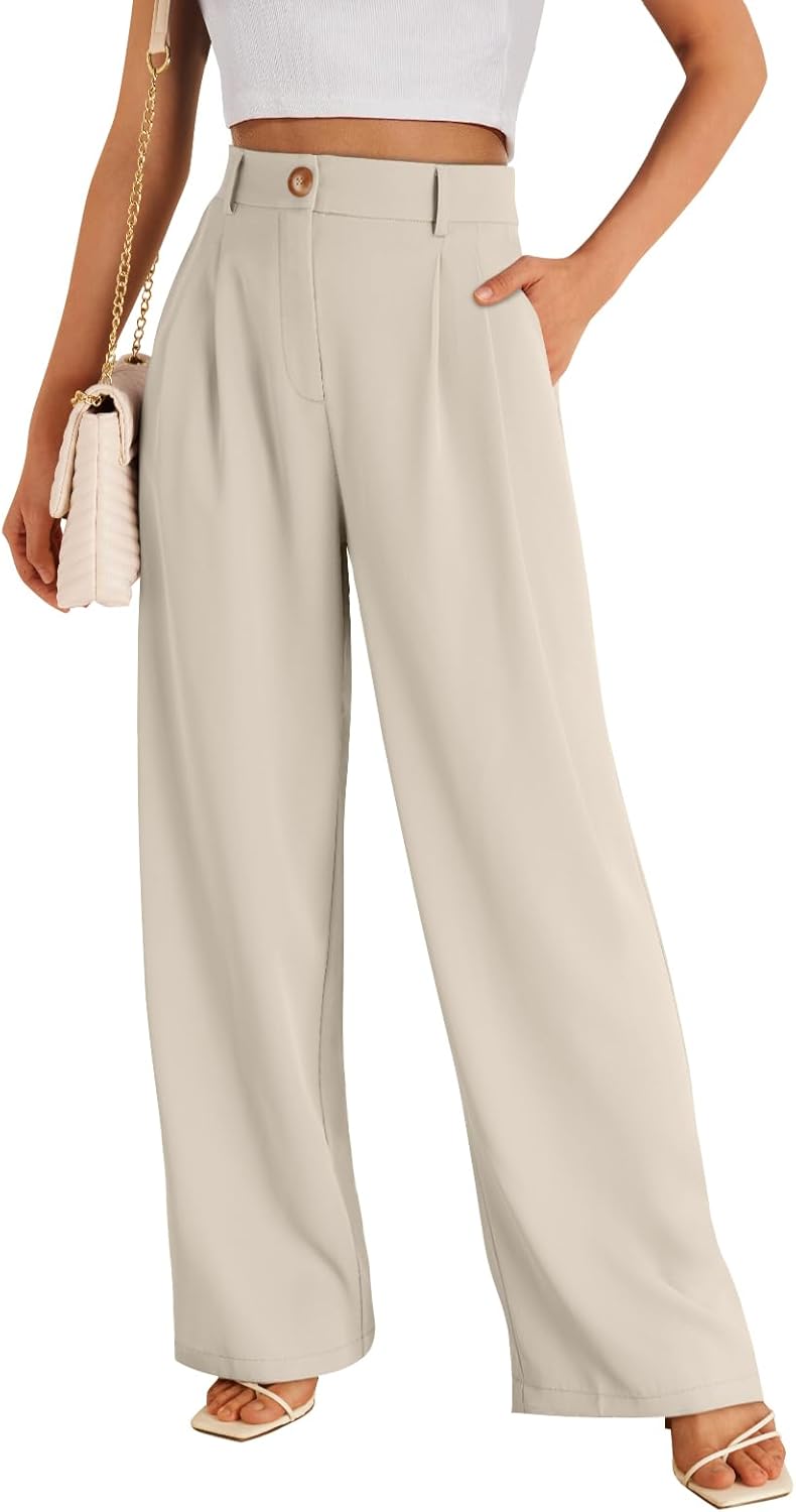 Wide Leg Dress Pants Women's High Waisted Dressy Trousers
