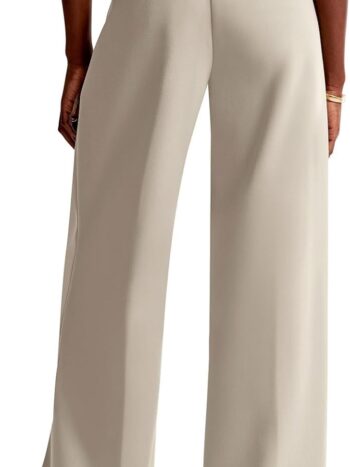 Women Wide Leg Pants High Waisted Business Casual Work Trousers Dressy Pants with Pockets