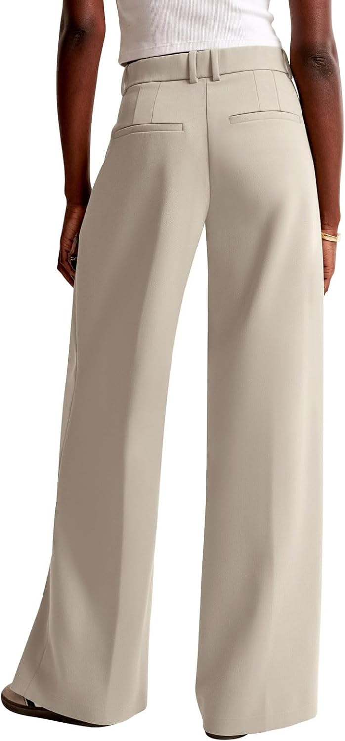 Women Wide Leg Pants High Waisted Business Casual Work Trousers Dressy Pants with Pockets