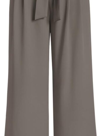 Wide Leg Dress Pants Women's Paperbag High Waisted Business Casual Trousers with Removable Belt
