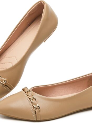Ballet Flat Shoes for Womens,PU Leather Womens Loafers,Women Pointed Toe Dress Flat Shoes Casual, Comfortable Slip on Flats Shoes Women