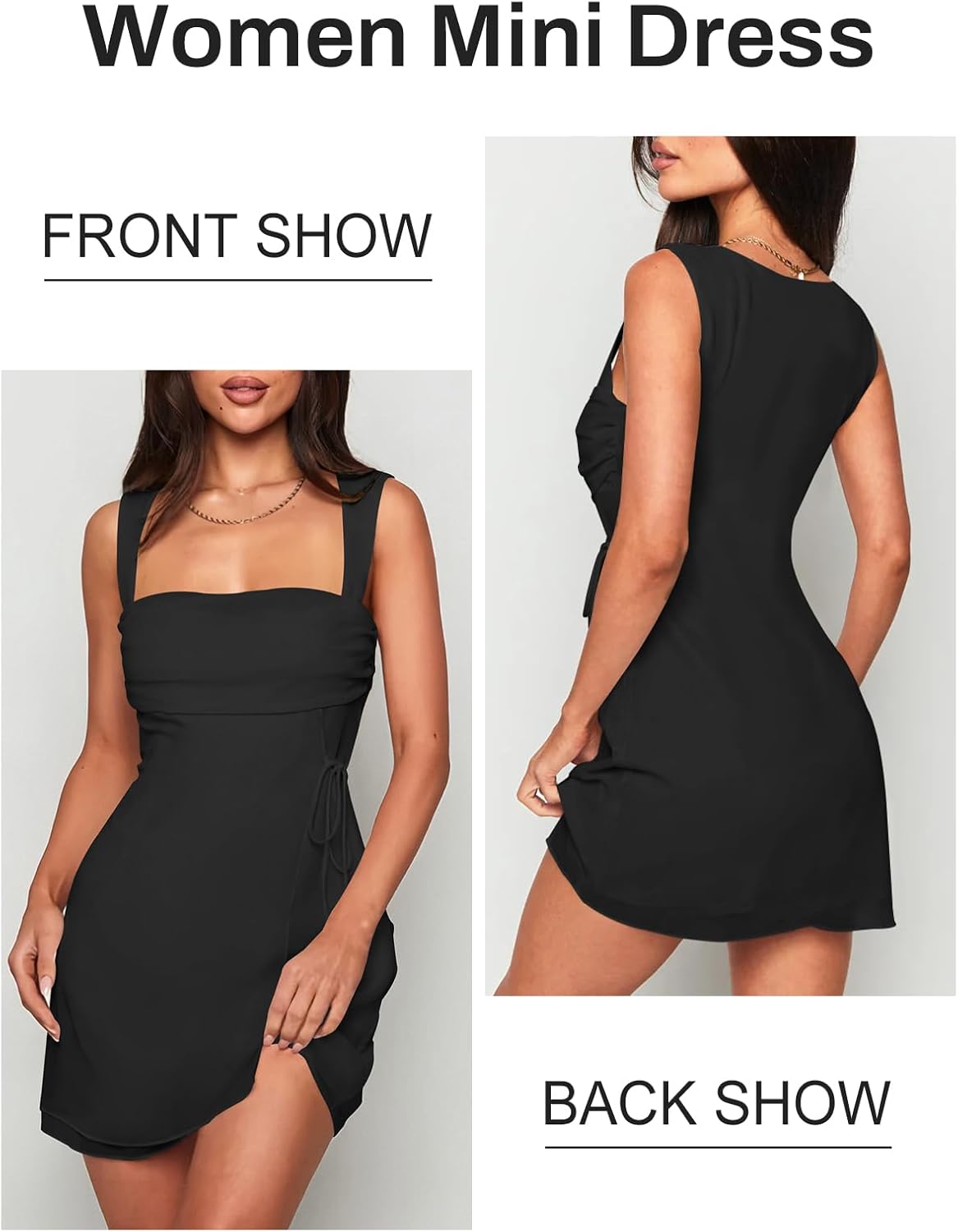 women Sexy Ruched Mesh Midi Short Dresses for Women Square Neck Fitted Elegant Club Party Cocktail Dress