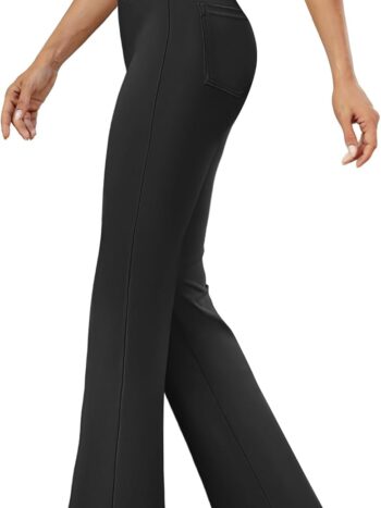 Womens Bootcut Dress Pants Business Casual Work Pants with Pockets High Waist Stretchy Trousers Pull On Office Slacks