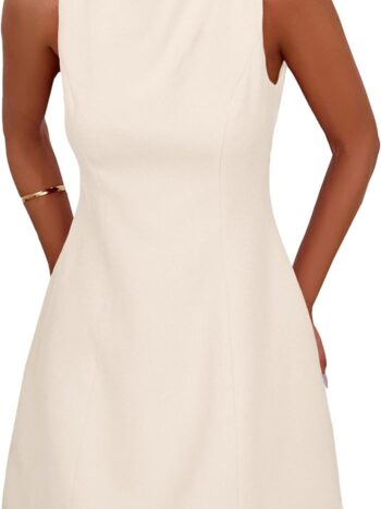 women Formal Short Dresses 2025 Summer Sleeveless Boat Neck A Line Elegant Mini Cocktail Party Dress