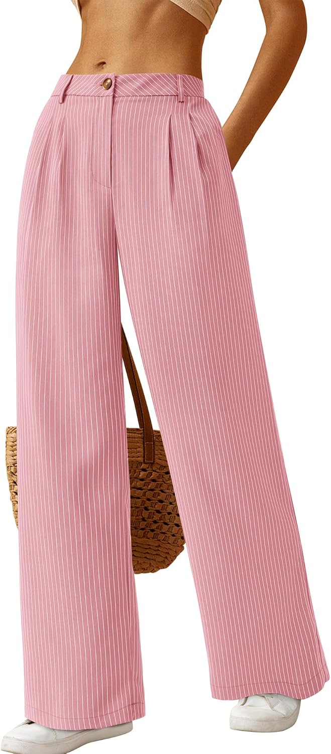 Women Striped Dress Pants 2025 Spring Business Casual Outfits Wide Leg Long  Pants Work Office Trousers