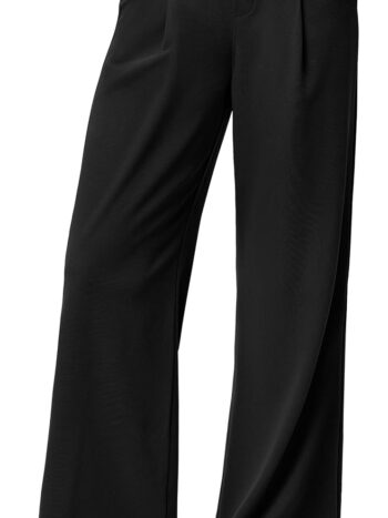 Wide Leg Stretchy Work Pants Slacks for Women Business Casual Pants High Waisted Waffle 26''/28'' Dress Pants