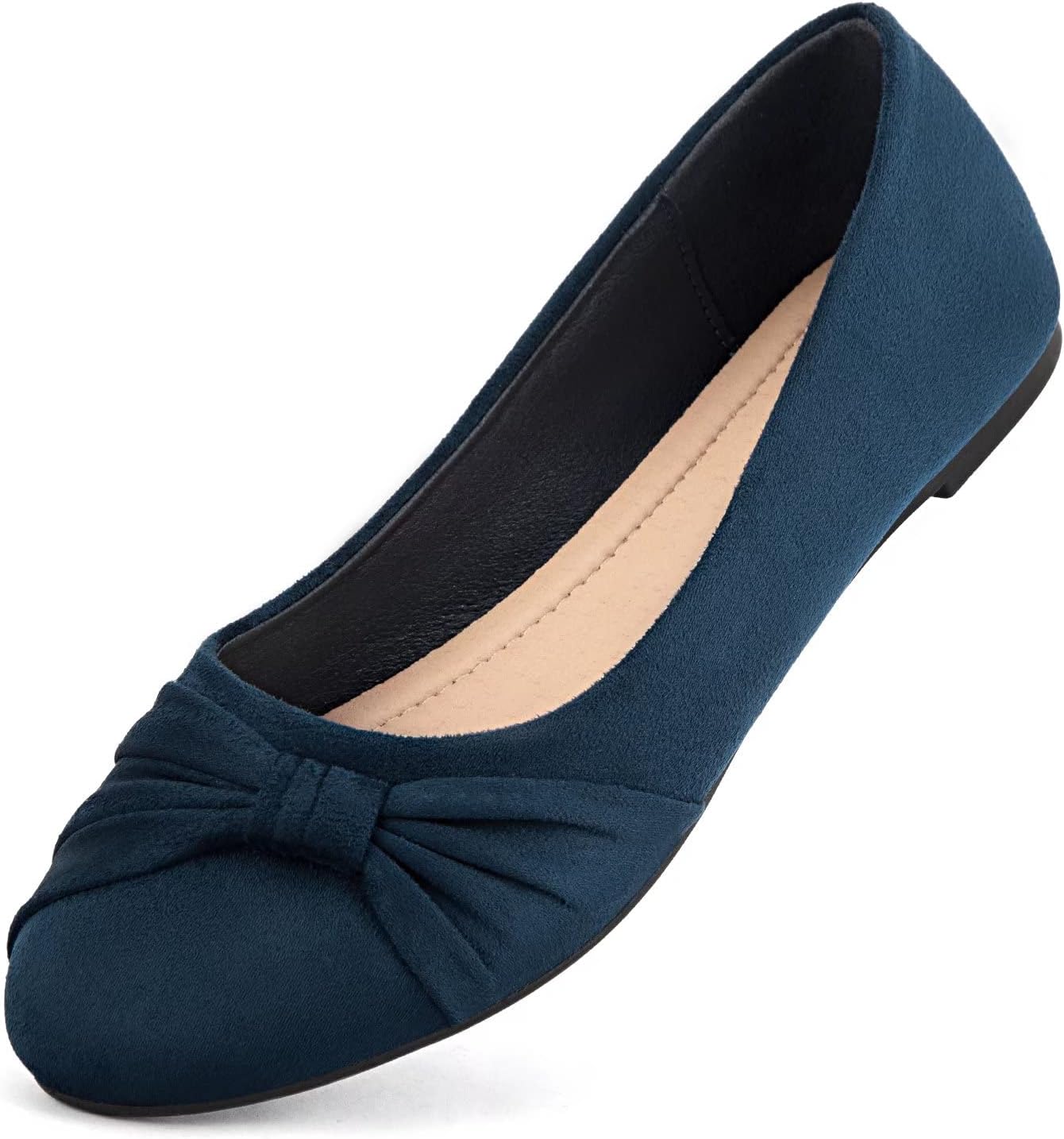 Women's Flats Shoes Faux Suede Round Toe Ballet Dressy Flats Comfortable Slip On Walking Shoes