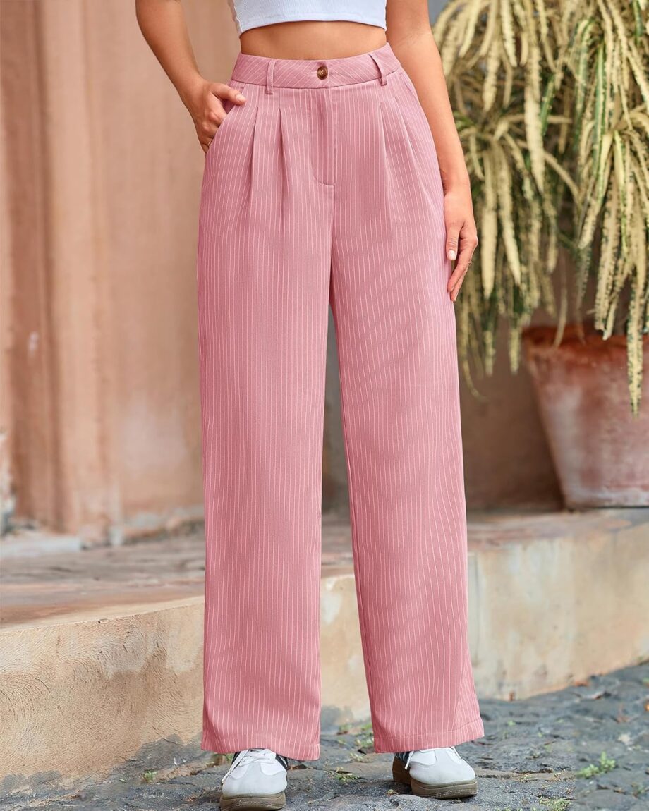 Women Striped Dress Pants 2025 Spring Business Casual Outfits Wide Leg Long  Pants Work Office Trousers